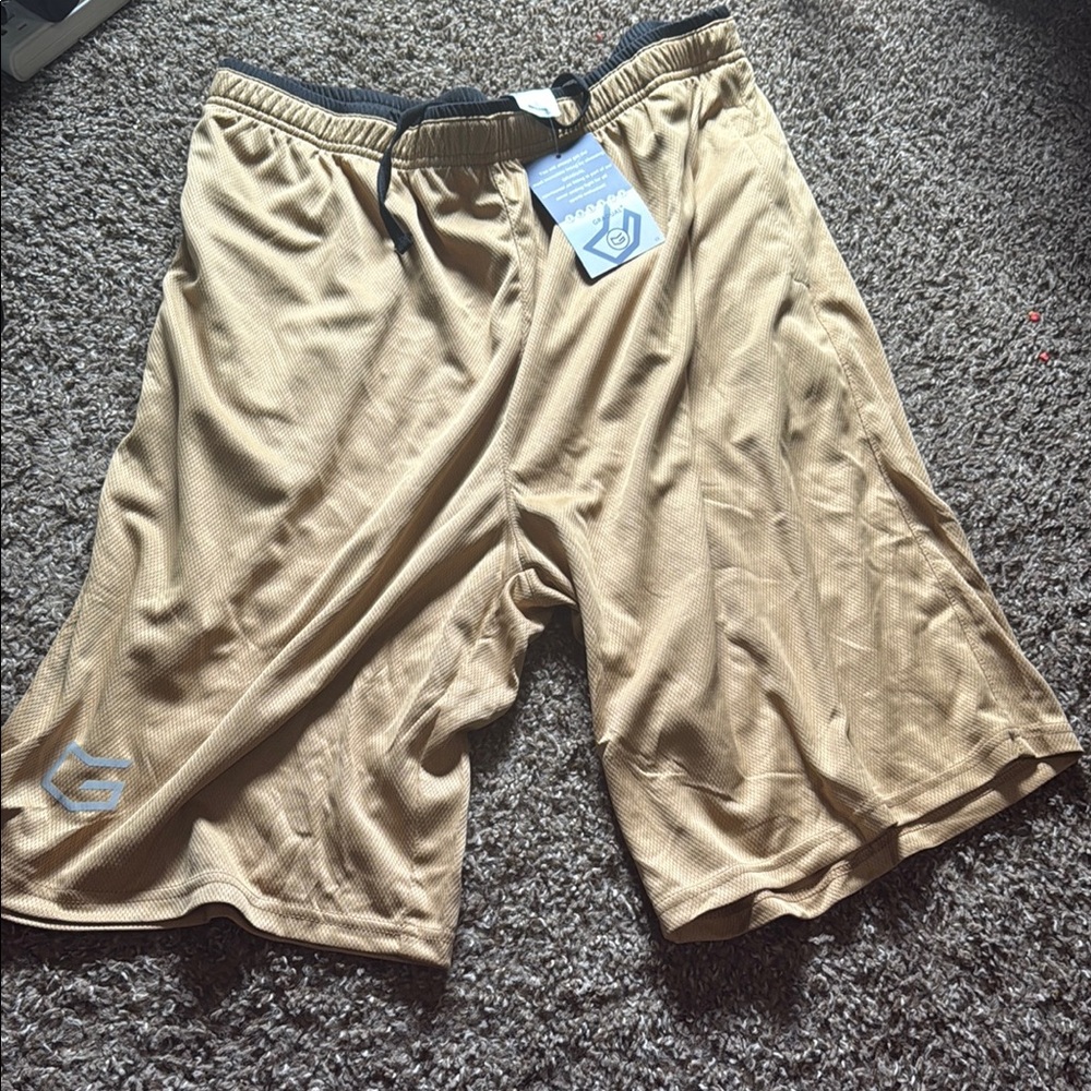 Tan Athletic Basketball Shorts with Elastic Waistband - XL NEW w/ TAGS